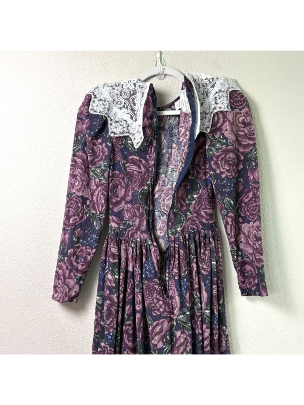 Vintage Jessica McClintock Gunne Sax Dress Size 3 4 Floral Lace Trim Cottage - Picture 4 of 13